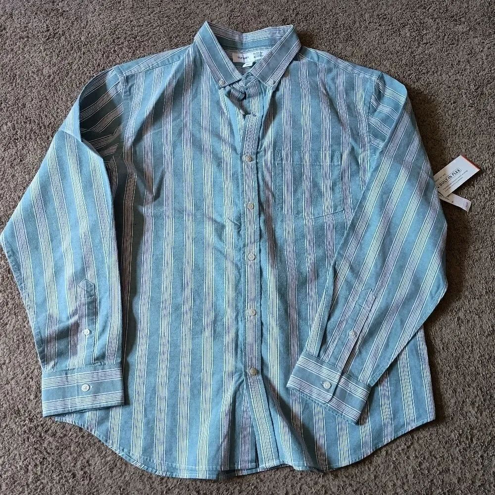 Old Navy Men's Striped Button Up Blue Collared Shirt Size XL BRAND NEW WITH TAGS